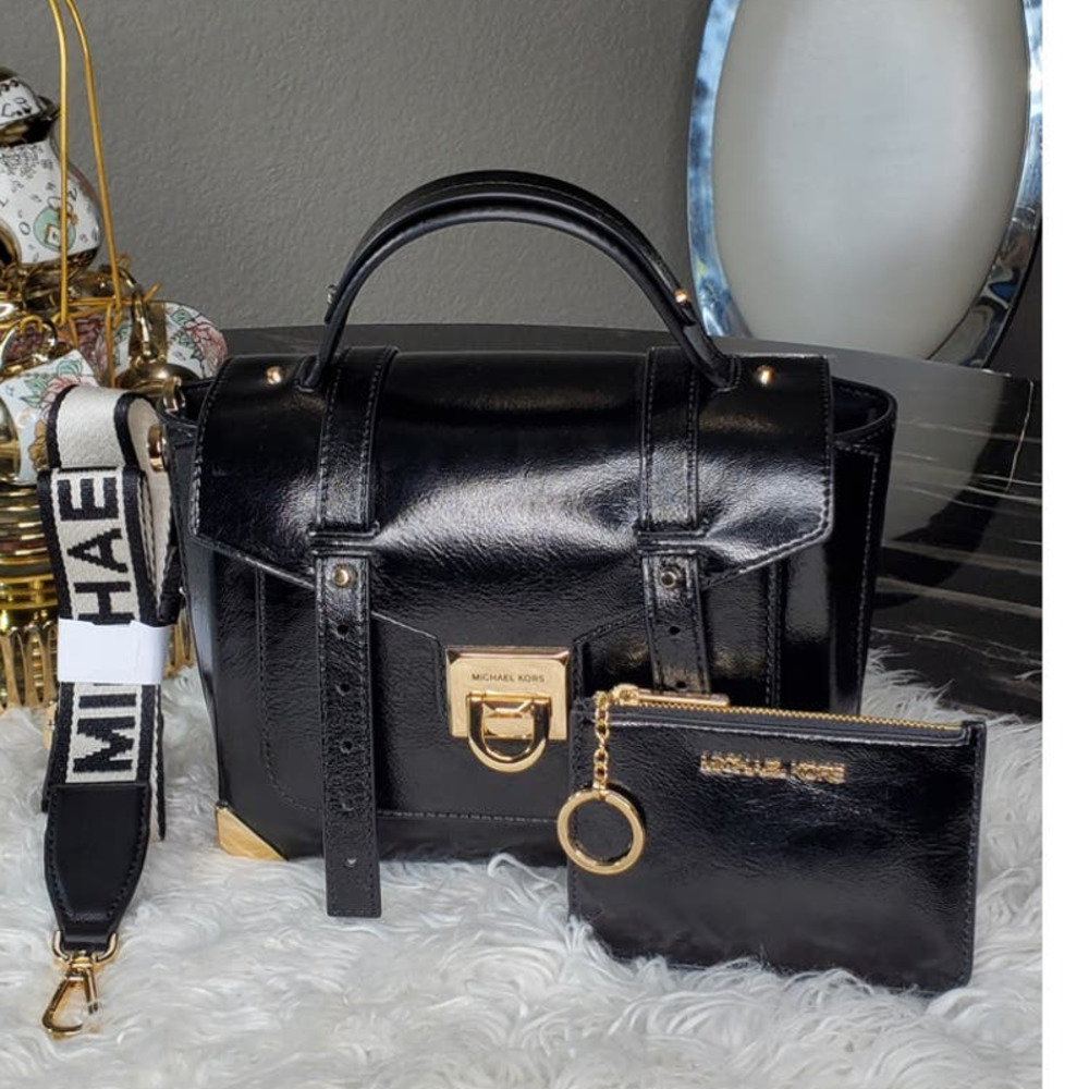 New Michael Kors MANHATTAN MD Satchel and Card Holder Set